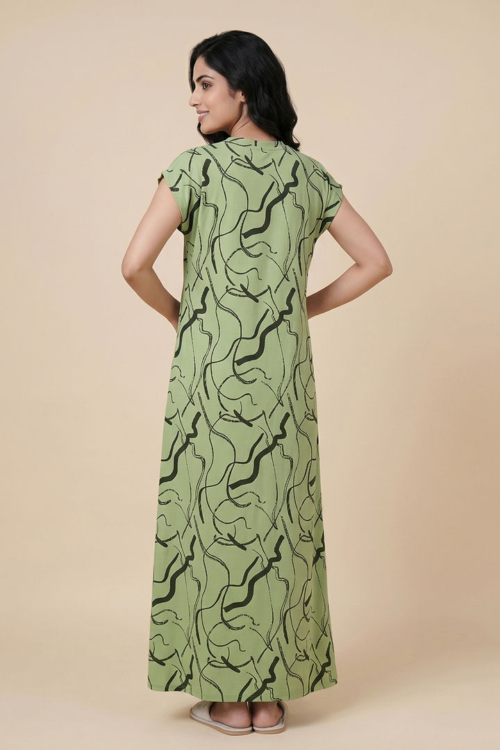 Zivame Woven Ankle Length Nightdress - Foam Green — image 2